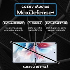 Folie Sticla CASEY STUDIOS compatibila cu Oppo Reno12 F, Full Glue, Duritate Militara, Ultra HD, Anti Zgarieturi, Anti Amprente, Anti Socuri, Margini Negre Negru