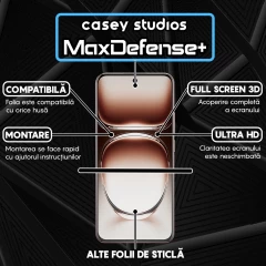 Folie Sticla CASEY STUDIOS compatibila cu Oppo Reno12 Pro, Full Glue, Duritate Militara, Ultra HD, Anti Zgarieturi, Anti Amprente, Anti Socuri, Margini Negre Negru