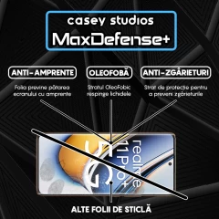 Folie Sticla CASEY STUDIOS compatibila cu Realme 11 Pro Plus, Full Glue, Duritate Militara, Ultra HD, Anti Zgarieturi, Anti Amprente, Anti Socuri, Margini Negre Negru