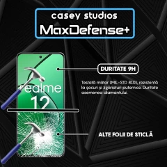 Folie Sticla CASEY STUDIOS compatibila cu Realme 12 4G, Full Glue, Duritate Militara, Ultra HD, Anti Zgarieturi, Anti Amprente, Anti Socuri, Margini Negre Negru