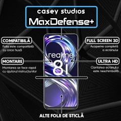 Folie Sticla CASEY STUDIOS compatibila cu Realme 8i, Full Glue, Duritate Militara, Ultra HD, Anti Zgarieturi, Anti Amprente, Anti Socuri, Margini Negre Negru