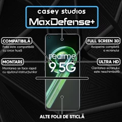 Folie Sticla CASEY STUDIOS compatibila cu Realme 9 5G, Full Glue, Duritate Militara, Ultra HD, Anti Zgarieturi, Anti Amprente, Anti Socuri, Margini Negre Negru