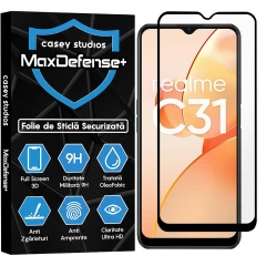 Folie Sticla CASEY STUDIOS compatibila cu Realme C31, Full Glue, Duritate Militara, Ultra HD, Anti Zgarieturi, Anti Amprente, Anti Socuri, Margini Negre Negru
