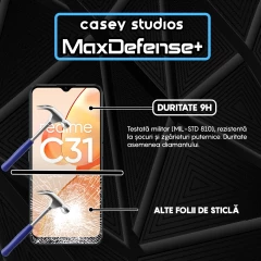 Folie Sticla CASEY STUDIOS compatibila cu Realme C31, Full Glue, Duritate Militara, Ultra HD, Anti Zgarieturi, Anti Amprente, Anti Socuri, Margini Negre Negru