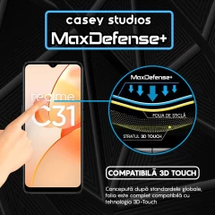 Folie Sticla CASEY STUDIOS compatibila cu Realme C31, Full Glue, Duritate Militara, Ultra HD, Anti Zgarieturi, Anti Amprente, Anti Socuri, Margini Negre Negru