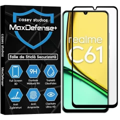 Folie Sticla CASEY STUDIOS compatibila cu Realme C61, Full Glue, Duritate Militara, Ultra HD, Anti Zgarieturi, Anti Amprente, Anti Socuri, Margini Negre Negru