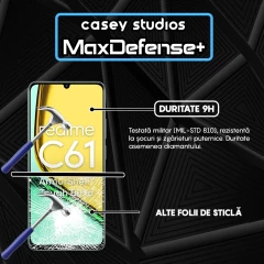 Folie Sticla CASEY STUDIOS compatibila cu Realme C61, Full Glue, Duritate Militara, Ultra HD, Anti Zgarieturi, Anti Amprente, Anti Socuri, Margini Negre Negru