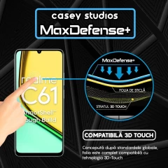 Folie Sticla CASEY STUDIOS compatibila cu Realme C61, Full Glue, Duritate Militara, Ultra HD, Anti Zgarieturi, Anti Amprente, Anti Socuri, Margini Negre Negru