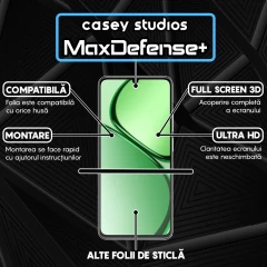 Folie Sticla CASEY STUDIOS compatibila cu Realme C63, Full Glue, Duritate Militara, Ultra HD, Anti Zgarieturi, Anti Amprente, Anti Socuri, Margini Negre Negru