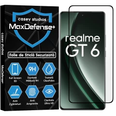 Folie Sticla CASEY STUDIOS compatibila cu Realme GT 6, Full Glue, Duritate Militara, Ultra HD, Anti Zgarieturi, Anti Amprente, Anti Socuri, Margini Negre Negru