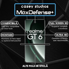 Folie Sticla CASEY STUDIOS compatibila cu Realme GT 6, Full Glue, Duritate Militara, Ultra HD, Anti Zgarieturi, Anti Amprente, Anti Socuri, Margini Negre Negru