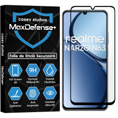 Folie Sticla CASEY STUDIOS compatibila cu Realme Narzo N63, Full Glue, Duritate Militara, Ultra HD, Anti Zgarieturi, Anti Amprente, Anti Socuri, Margini Negre