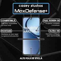 Folie Sticla CASEY STUDIOS compatibila cu Realme Narzo N63, Full Glue, Duritate Militara, Ultra HD, Anti Zgarieturi, Anti Amprente, Anti Socuri, Margini Negre Negru