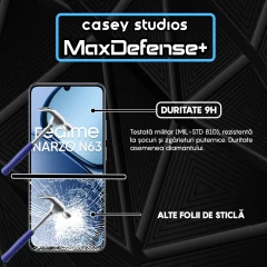 Folie Sticla CASEY STUDIOS compatibila cu Realme Narzo N63, Full Glue, Duritate Militara, Ultra HD, Anti Zgarieturi, Anti Amprente, Anti Socuri, Margini Negre Negru