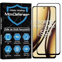 Folie Sticla CASEY STUDIOS compatibila cu Realme Narzo N65, Full Glue, Duritate Militara, Ultra HD, Anti Zgarieturi, Anti Amprente, Anti Socuri, Margini Negre Negru
