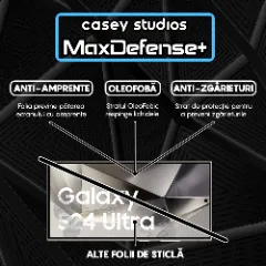 Folie Sticla CASEY STUDIOS compatibila cu Samsung Galaxy S24 Ultra, Full Glue, Duritate Militara, Ultra HD, Anti Zgarieturi, Anti Amprente, Anti Socuri, Margini Negre Negru