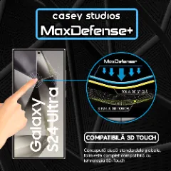 Folie Sticla CASEY STUDIOS compatibila cu Samsung Galaxy S24 Ultra, Full Glue, Duritate Militara, Ultra HD, Anti Zgarieturi, Anti Amprente, Anti Socuri, Margini Negre Negru