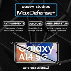 Folie Sticla CASEY STUDIOS compatibila cu Samsung Galaxy A14 5G, Full Glue, Duritate Militara, Ultra HD, Anti Zgarieturi, Anti Amprente, Anti Socuri, Margini Negre Negru