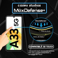 Folie Sticla CASEY STUDIOS compatibila cu Samsung Galaxy A33 5G, Full Glue, Duritate Militara, Ultra HD, Anti Zgarieturi, Anti Amprente, Anti Socuri, Margini Negre Negru