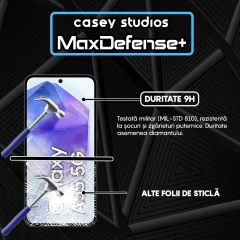 Folie Sticla CASEY STUDIOS compatibila cu Samsung Galaxy A35 / A55, Full Glue, Duritate Militara, Ultra HD, Anti Zgarieturi, Anti Amprente, Anti Socuri, Margini Negre Negru