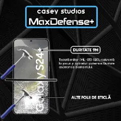 Folie Sticla CASEY STUDIOS compatibila cu Samsung Galaxy S24 Plus, Full Glue, Duritate Militara, Ultra HD, Anti Zgarieturi, Anti Amprente, Anti Socuri, Margini Negre Negru
