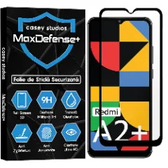 Folie Sticla CASEY STUDIOS compatibila cu Xiaomi Redmi A1 / Redmi A1 Plus / Redmi A2 / Redmi A2 Plus, Full Glue, Duritate Militara, Ultra HD, Anti Zgarieturi, Anti Amprente, Anti Socuri, Margini Negre Negru
