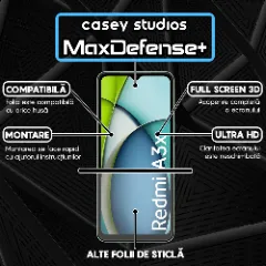Folie Sticla CASEY STUDIOS compatibila cu Xiaomi Redmi A3x, Full Glue, Duritate Militara, Ultra HD, Anti Zgarieturi, Anti Amprente, Anti Socuri, Margini Negre Negru