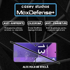 Folie Sticla CASEY STUDIOS compatibila cu Xiaomi Redmi Note 13 Pro Plus, Full Glue, Duritate Militara, Ultra HD, Anti Zgarieturi, Anti Amprente, Anti Socuri, Margini Negre Negru