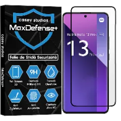 Folie Sticla CASEY STUDIOS compatibila cu Xiaomi Redmi Note 13 Pro Plus, Full Glue, Duritate Militara, Ultra HD, Anti Zgarieturi, Anti Amprente, Anti Socuri, Margini Negre Negru