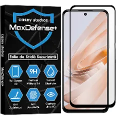 Folie Sticla CASEY STUDIOS compatibila cu Xiaomi Redmi Note 13R, Full Glue, Duritate Militara, Ultra HD, Anti Zgarieturi, Anti Amprente, Anti Socuri, Margini Negre Negru