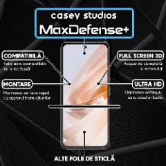 Folie Sticla CASEY STUDIOS compatibila cu Xiaomi Redmi Note 13R, Full Glue, Duritate Militara, Ultra HD, Anti Zgarieturi, Anti Amprente, Anti Socuri, Margini Negre Negru