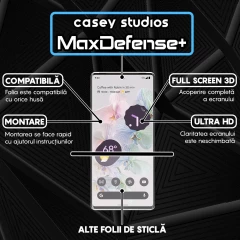 Folie Sticla CASEY STUDIOS compatibila cu Google Pixel 6a, Full Glue, Duritate Militara, Ultra HD, Anti Zgarieturi, Anti Amprente, Anti Socuri, Margini Negre Negru