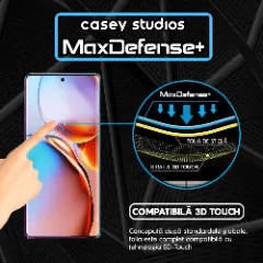 Folie Sticla CASEY STUDIOS compatibila cu Motorola Edge Plus 2023, Full Glue, Duritate Militara, Ultra HD, Anti Zgarieturi, Anti Amprente, Anti Socuri, Margini Negre Negru