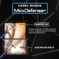 Folie Sticla CASEY STUDIOS? pentru iPad Air 11 2024, Full Glue, Sticla Securizata, Duritate Militara, Ultra HD, Protectie Profesionala Ecran 3D, Anti Zgarieturi, Anti Socuri, Transparenta Transparent