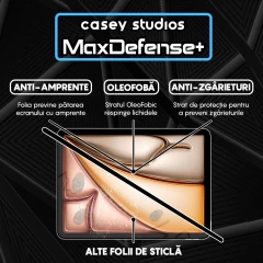 Folie Sticla CASEY STUDIOS? pentru iPad Air 11 2024, Full Glue, Sticla Securizata, Duritate Militara, Ultra HD, Protectie Profesionala Ecran 3D, Anti Zgarieturi, Anti Socuri, Transparenta Transparent