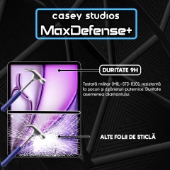 Folie Sticla CASEY STUDIOS? pentru iPad Air 13 2024, Full Glue, Sticla Securizata, Duritate Militara, Ultra HD, Protectie Profesionala Ecran 3D, Anti Zgarieturi, Anti Socuri, Transparenta Transparent