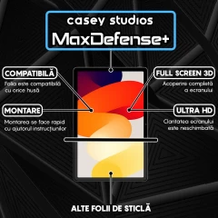 Folie Sticla CASEY STUDIOS? pentru Xiaomi Redmi Pad SE, Full Glue, Sticla Securizata, Duritate Militara, Ultra HD, Protectie Profesionala Ecran 3D, Anti Zgarieturi, Anti Socuri, Transparenta Transparent
