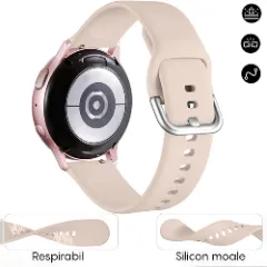 Curea Silicon Samsung Galaxy Watch 7/Active 2/Active/FE/6/5 Pro/5/4/3 - 20mm Silicone Casey Studios Pink Sand