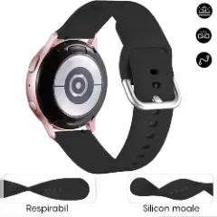 Curea Silicon Samsung Galaxy Watch S3 Frontier/S3 Classic/3/Gear S3 - 22mm Silicone Casey Studios Negru