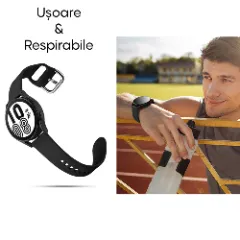 Curea Silicon Samsung Galaxy Watch S3 Frontier/S3 Classic/3/Gear S3 - 22mm Silicone Casey Studios Negru