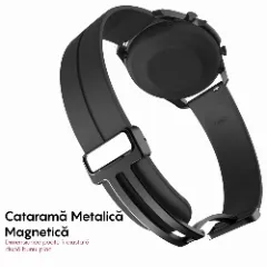 Curea Silicon Samsung Galaxy Watch 7/Active 2/Active/FE/6/5 Pro/5/4/3 - 20mm Silicone Legatura Metalica Casey Studios Negru