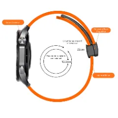 Curea Silicon Samsung Galaxy Watch 7/Active 2/Active/FE/6/5 Pro/5/4/3 - 20mm Silicone Legatura Metalica Casey Studios Portocaliu