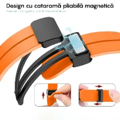Curea Silicon Samsung Galaxy Watch 7/Active 2/Active/FE/6/5 Pro/5/4/3 - 20mm Silicone Legatura Metalica Casey Studios Portocaliu