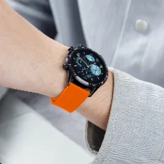 Curea Silicon Samsung Galaxy Watch 7/Active 2/Active/FE/6/5 Pro/5/4/3 - 20mm Silicone Legatura Metalica Casey Studios Portocaliu