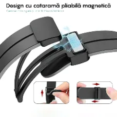 Curea Silicon Samsung Galaxy Watch 7/Active 2/Active/FE/6/5 Pro/5/4/3 - 20mm Silicone Legatura Metalica Casey Studios Negru