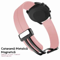 Curea Silicon Samsung Galaxy Watch 7/Active 2/Active/FE/6/5 Pro/5/4/3 - 20mm Silicone Legatura Metalica Casey Studios Pink Sand