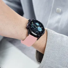 Curea Silicon Samsung Galaxy Watch 7/Active 2/Active/FE/6/5 Pro/5/4/3 - 20mm Silicone Legatura Metalica Casey Studios Pink Sand