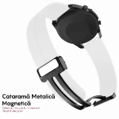 Curea Silicon Samsung Galaxy Watch 7/Active 2/Active/FE/6/5 Pro/5/4/3 - 20mm Silicone Legatura Metalica Casey Studios Alb