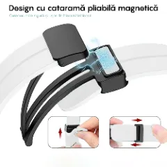 Curea Silicon Samsung Galaxy Watch 7/Active 2/Active/FE/6/5 Pro/5/4/3 - 20mm Silicone Legatura Metalica Casey Studios Alb