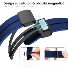 Curea Silicon Samsung Galaxy Watch S3 Frontier/S3 Classic/3/Gear S3 - 22mm Silicone Legatura Metalica Casey Studios Albastru
